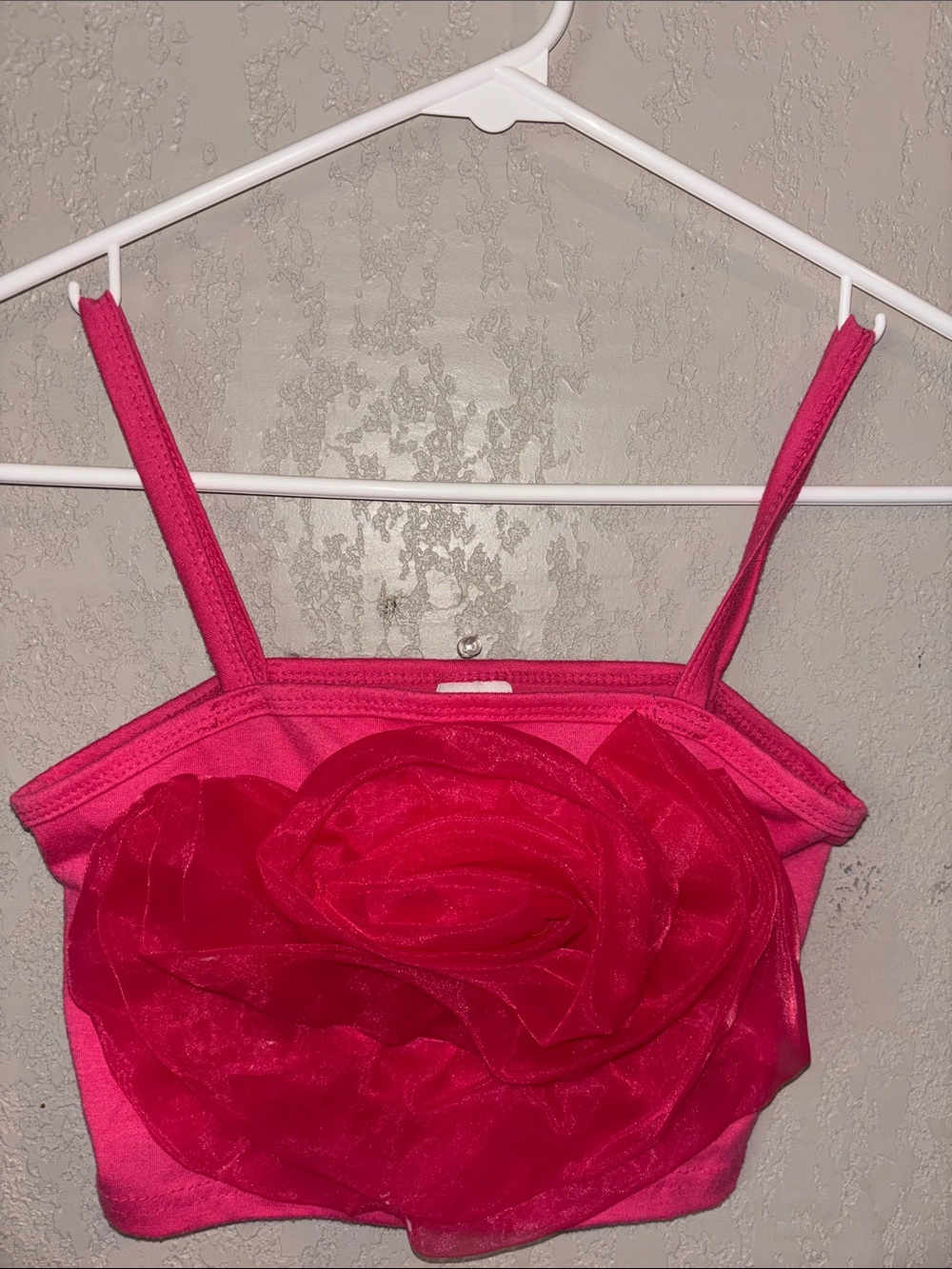 Girls Pink Floral Applique Crop Bralette